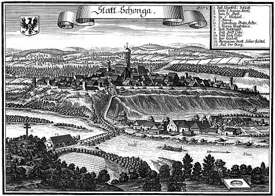 Schongau um 1600 - Kupferstich von Michael Wening