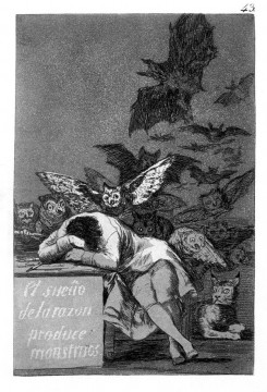 Eine der Abb. im Buch: Francisco de Goya "Der Schlaf der Vernunft gebiert Ungeheuer"